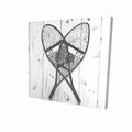 Fondo 12 x 12 in. Vintage Monochrome Wood Snowshoes-Print on Canvas FO2790288